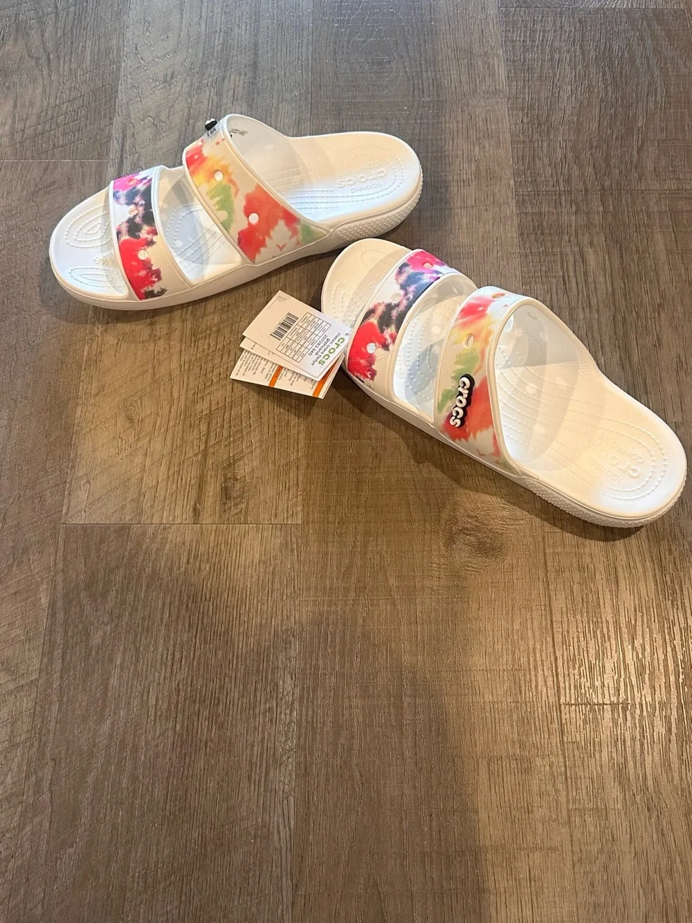 Unisex  NEW Crocs Classic Tie-Dye Graphic Two-Strap Sandals – M12/W14